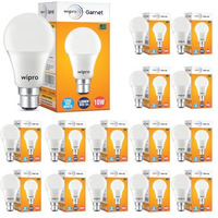 Wipro Garnet 10W Led Bulb For Home & Office |Cool Day White (6500K) | B22 Base|220 Degree Light Coverage |4Kv Surge Protection |400V High Voltage Protection |Energy Efficient | Pack Of 15
