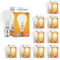 Wipro Garnet 10W Led Bulb For Home & Office |Cool Day White (6500K) | B22 Base|220 Degree Light Coverage |4Kv Surge Protection |400V High Voltage Protection |Energy Efficient | Pack Of 10