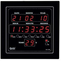 Ajanta Quartz Olc - 302 Plastic Digital Red Led Square Wall Clock (Black, 25.4 Cm X 25.4 Cm X 3.5 Cm)