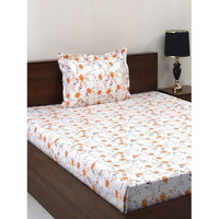 Bombay Dyeing Vintage 180 Tc 100% Cotton Mustard & Yellow Two Single Size Bedsheet With 2 Pillow Covers