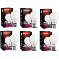 Eveready 7W B22 Led Light Bulb | No Mercury Content & No Uv Radiation |Pack Of 6 | With 700 Lumens Light Output| 100 Lumens Per Watt | Cool Day Light (6500K)
