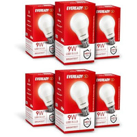 Eveready 9W Led Bulb, Cool Day Light (6500K), B22 Base, Energy-Efficient, 4Kv Surge Protection, Long-Lasting Durability - Pack Of 6