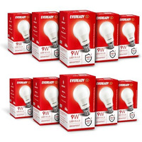 Eveready 9W Led Bulb, Cool Day Light (6500K), B22 Base, Energy-Efficient, 4Kv Surge Protection, Long-Lasting Durability - Pack Of 10