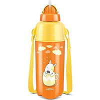 Milton Kool Trendy 500 Kids Plastic Insulated Water Bottle With Straw, 490 Ml, Sipper Bottle, Leak Proof, Bpa Free, Food Grade, School & Picnic Bottle, Orange