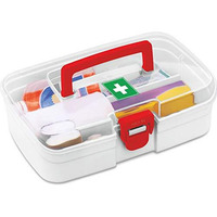 Milton First Aid Box, Plastic Rectangular Medicine Box, Small Storage With Handle, Emergency Indoor Outdoor Medical Utility Cabinet Organizer, Transparent, Portable & Lockable Container