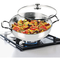 Milton Pro Cook Stainless Steel Sandwich Bottom Kadhai With Glass Lid, 28 Cm / 4.2 Litres, Steel Plain | Dishwasher Safe | Induction Safe | Flame Safe | Gas Stove Safe | Hot Plate Safe | Ss Handle