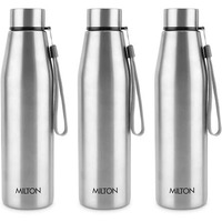 Milton Drift 1000 Stainless Steel Water Bottle 950 Ml, Set Of 3, Single Walled, Isi Certified I Leak Proof Lid, Rust Proof I For School, Office, Gym I Silver