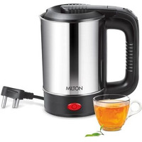 Milton Stainless Steel Euroline Electric Travel Kettle With Handle, 1000 Watt, 500 Ml | 2 Utility Cups | Auto Shut-Off | Concealed Heating Element | Power Indicator |1Year Warranty, Silver