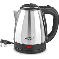 Milton Euroline Go Electro 1.2 Stainless Steel Electric Kettle, (1 Piece), 1.2 Litres, Silver | Power Indicator | 1500 Watts | Auto Cut-Off | Detachable 360 Degree Connector | Boiler For Water