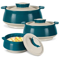 Milton Venice Double Walled Inner Stainless Steel Serving Casserole Set Of 3 (450 Ml, 850 Ml, 1350Ml), Pu Insulated Kitchen Hot Pot, Keeps Food Hot & Fresh For Roti, Biryani, Marble Green