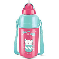 Milton Kool Trendy 400 Kids Plastic Insulated Water Bottle With Straw, 370 Ml, Sipper Bottle, Leak Proof, Bpa Free, Food Grade, School & Picnic Bottle, Cherry Piink