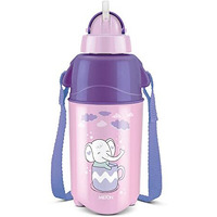 Milton Kool Trendy 400 Kids Plastic Insulated Water Bottle With Straw, 370 Ml, Sipper Bottle, Leak Proof, Bpa Free, Food Grade, School & Picnic Bottle, Purple