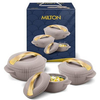 Milton Plastic Oyster Jr. Gift Set Pu Insulated Casserole, Set Of 3 (455 Ml, 860 Ml, 1275 Ml) Taupe