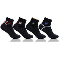 Bonjour 4 Pairs Mens Casual Black Cotton Ankle Length Socks_Bro2200Bk-Po4