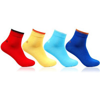 Bonjour Men's Cotton Ankle Length Bold Multicoloured Socks- Pack Of 4