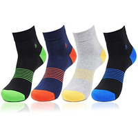 Bonjour Mens Cotton Ankle Length Multicolour 4 Pairs Bold Socks_Bro9052-Po4