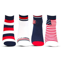 Bonjour Men's Cotton Designer Ankle Socks Pack Of 4, Modern, Multicolour