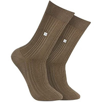 Bonjour Men's Cosmic Ribbed Formal Full Length Business/Office Premium Cotton Socks Giftbox- Cream