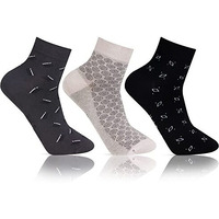 Bonjour Hush Puppies Men's Cotton Ankle Socks, Aop, Pack Of 3