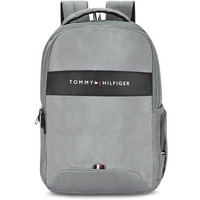 Tommy Hilfiger Joshua Polyester Unisex 15 Inch Laptop Backpack - Light Grey | 21 Ltr Capacity|Padded & Adjustable Strap| Water Resistant | 3 Compartment | Water Bottle Holder | Usb Cable Holder Pocket