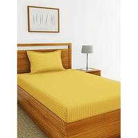 Bianca 210Tc Super Soft 100% Egyptian Cotton Satin Stripe Single Bedsheet With 1 Pillow Cover -2Pc Set (Hilton) Stripe-Gold