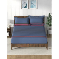 Nautica Super Soft 100% Cotton King Bedsheet And 2 Pillow Covers -3Pc Set (Bristol) Stripe-Blue/Black
