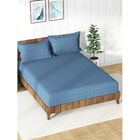 Nautica Super Soft 100% Cotton King Bedsheet And 2 Pillow Covers -3Pc Set (Bristol) Stripe-Blue