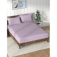 Nautica Super Soft 100% Cotton King Bedsheet And 2 Pillow Covers -3Pc Set (Bristol) Solid-Lilac/Multi