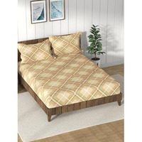 Nautica Super Soft 100% Cotton King Bedsheet And 2 Pillow Covers -3Pc Set (Bristol) Checks-Sand/Multi