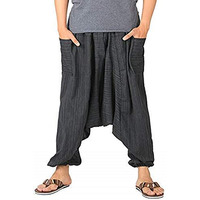 Whitewhale Men's Loose Fit Mid Rise Harem Pants (Whitewhale-India-071_Black_Free Size)