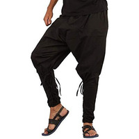 Whitewhale Men's Loose Fit Harem Mid Rise Pant (Whitewhale-India-539_Black_Free Size)