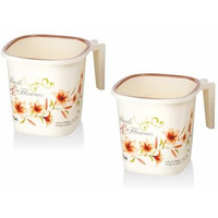 Nayasa Plastic Square Dlx Mug (1.5 L, Off White) - 2 Pieces Set