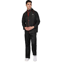 The Clownfish Nylon Rain Coat For Men Waterproof For Bike Reversible Double Layer With Hood Raincoat For Men. Set Of Top And Bottom Packed In A Storage Bag Captain Pro Series (Black, X-Large)