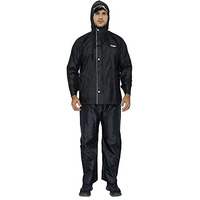 The Clownfish Polyester Standard Length Rain Coat Waterproof For Bike Reversible Double Layer With Hood Raincoat For Men. Set Of Top And Bottom Packed In A Storage Bag Magic Series(Black,X-Large)