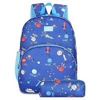 The Clownfish Cosmic Critters Series Printed Polyester 15 Litres Kids Backpack School Bag With Free Pencil Stationery Pouch Daypack Picnic Bag For Tiny Tots Of Age-5-7 Years (Dodger Blue)(Medium Size)