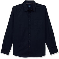 Max Men's Full Sleeves Slim Fit Solid Cotton Casual Shirt (Navy_42)