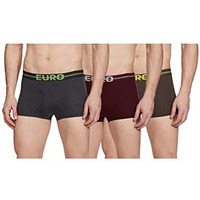 Euro Men's Pure Cotton Micra Mini Trunk 3Pc Solid (Pack Of 3) (Reueuvmict3P00090_Multiple_L)