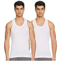 Rupa Frontline Sleeveless Vest For Men, 100% Cotton Material, Round Neck, Pack Of 2 White