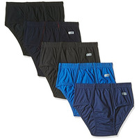 Rupa Frontline Men's Cotton Brief (Pack Of 5)(8903978457321_Fl Xing_80_Navy, Sky, Grey, Black, Dull Blue)