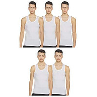 Rupa Frontline Men's Solid Vest (Rflfvrtvrnp502_White_85 Cm)(Pack Of 5)