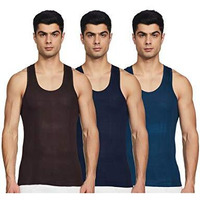Rupa Jon Men Colour Regular Fit Round Neck Sleeveless Cotton Vest Innerwear,Assorted Colour Pack Of 3