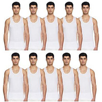 Rupa Jon Jon Men Folding White Regular Fit Vest, 100% Cotton, Breathable Fabric, White Color, Pack Of 10, Large