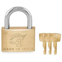 Godrej Locks | Godrej No.1 Lock I Pin Cylinder 40 Mm I 3 Keys I Padlock For Main Door I Lock For Tool Box,Shutters,Shops & Offices I Corrosion Resistant Shackle I Solid Brass Padlock | 1 Year Warranty