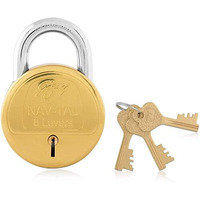 Godrej Locks I Navtal 8 Levers 85 Mm I 3 Keys I Padlock For Main Door I Gate Lock I Lock For Tool Box, Shutters, Shops & Offices I Strong Hardended Corrosion Resistant Shackle I Brass Finish
