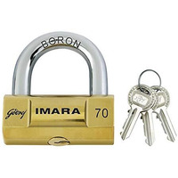 Godrej Locks I Godrej Imara 70 Mm I 3 Keys I For Shutters, Grills & Main Doors I Brass Finish