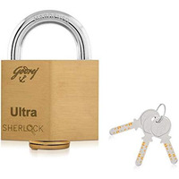 Godrej Locks I Ultra Sherlock 60Mm I 3 Keys I Square Lock For Main Door I Gate Lock I Tool Box, Shutters, Shops & Offices I Blister Finish | 1 Year Warrenty