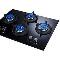 Whirlpool Hob 4 Burner Crystal Glass Auto Ignition Gas Stove (Elite Hybrid 704 Mt Gas Hob), Black