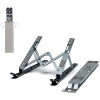 Amkette Ergo View Foldable Laptop Stand Metal, Centre Dual Hinge Support, Specially Designed For Heavy Laptops With Revited Joints, 7 Adjustable Levels, Anti Slip Silicone Grips (Grey)