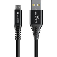 Amkette Powerpro Micro Usb Cable, 3A Fast Charging & 480Mbps Data Transfer, Durable Design, Compatible With Samsung, Realme, Redmi, Oppo, Vivo, And Other Devices-1M(Black)