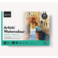 Brustro Artist Watercolour Paper Pad Cold Pressed 300 Gsm 25% Cotton A4 - (12 + 4 Free Sheets) | Ideal For Professional Drawing, Painting, Dry & Wet, Fine Art Students